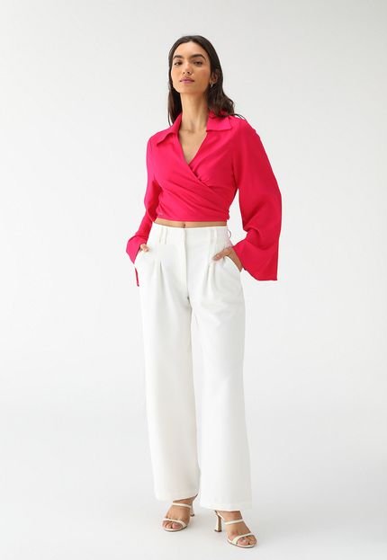 Blusa Cropped Forum Transpassada Pink - Marca Forum