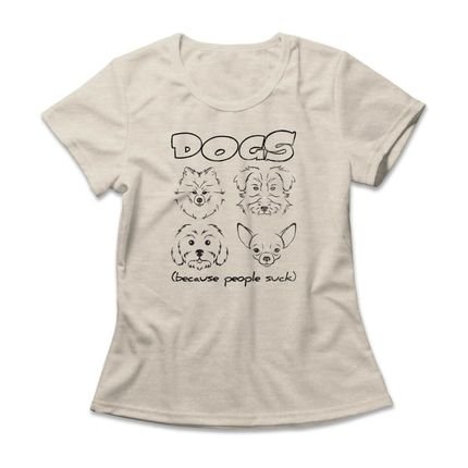 Camiseta Feminina Prefer Dogs - Mescla Banana - Marca Studio Geek 