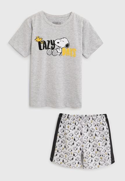 Pijama Tricae por Snoopy Curto Infantil Lazy Days Cinza/Preto - Marca Tricae por Snoopy
