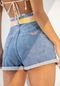 Shorts Jeans Mom Super Alto com Faixa Estampada - Marca Lez a Lez