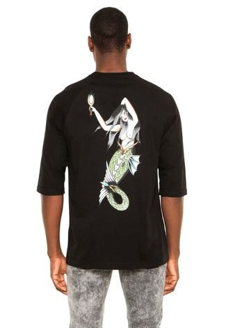 Camiseta Blunt Raglan Caio G. Mermaid Preta