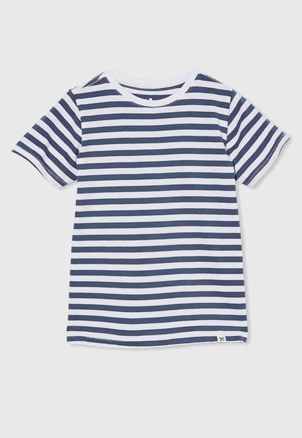 Camiseta Cotton On Infantil Listrada Azul-Marinho - Marca Cotton On