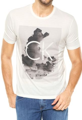 Camiseta Calvin Klein Estampada Bege
