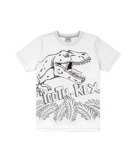 Camiseta Juvenil Dinossauro Rovitex Kids Branco - Marca Rovitex Kids