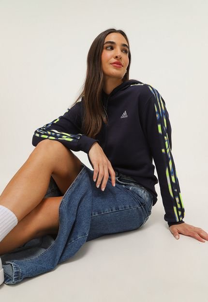 Blusa de Moletom Fechada adidas Sportswear 3-Stripes Azul-Marinho - Marca adidas Sportswear