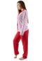 Kit 2 Pijamas 4 Estações Com Botão Amamentação Manga Longa Feminino Rosa/Vermelho - Marca 4 Estações
