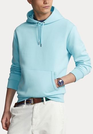Blusa de Moletom Fechada Polo Ralph Lauren Com Capuz Azul