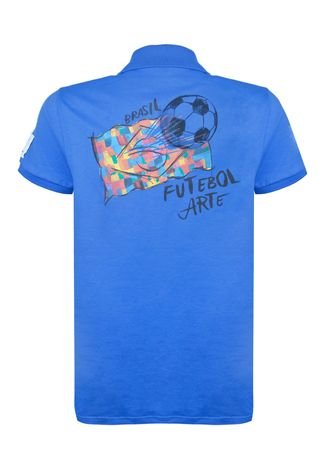 Camisa Polo Licenciados Copa do Mundo Futebol Arte Juvenil Azul