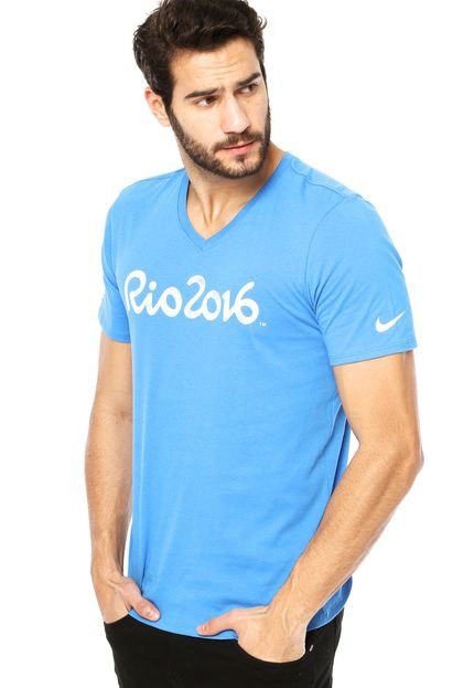 Camiseta Manga Curta  Nike Sportswear Rio16 Rio Brand Azul - Marca Nike Sportswear