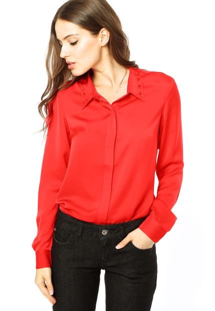 Camisa  Ellus Silk Touch Gola Embroidery Vermelha - Marca Ellus