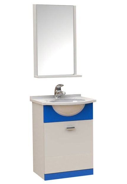 Kit Para Banheiro 3 Peças Sintético   Espelho Azul Tomdo - Marca Tomdo