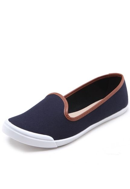 Slipper Moleca Liso Azul-Marinho - Marca Moleca