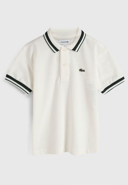 Camisa Polo Lacoste Kids Infantil Logo Off-White/Verde - Marca Lacoste Kids