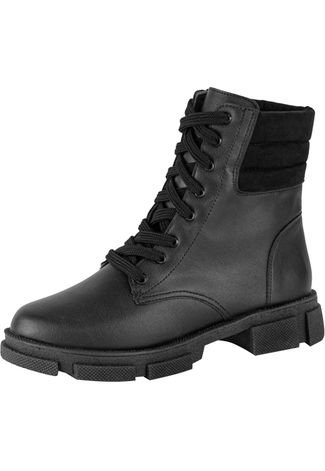 Bota Coturno Tratorada Lumiss Adventure Plataforma Trend Cano Curto Salto Baixo Preto