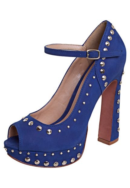 Peep Toe My Shoes Tachas Azul - Marca My Shoes