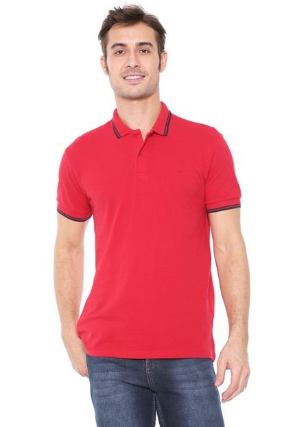 Camisa Polo Colcci Reta Faixas Vermelha - Marca Colcci