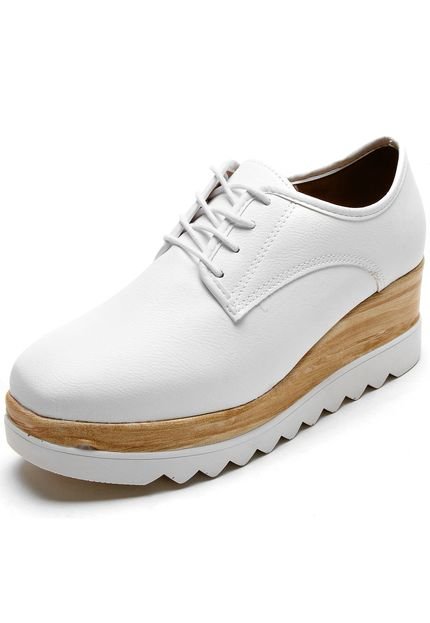 Oxford Flatform Moleca Texturizado Branco - Marca Moleca