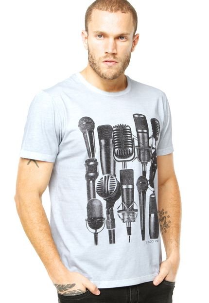 Camiseta Colcci Slim Microfone Cinza - Marca Colcci