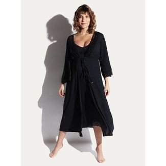 Robe Curto Manga Longa Micromodal New Maternity Preto