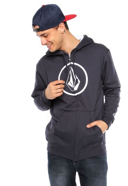 Moletom Flanelado Aberto Volcom Stone Azul - Marca Volcom