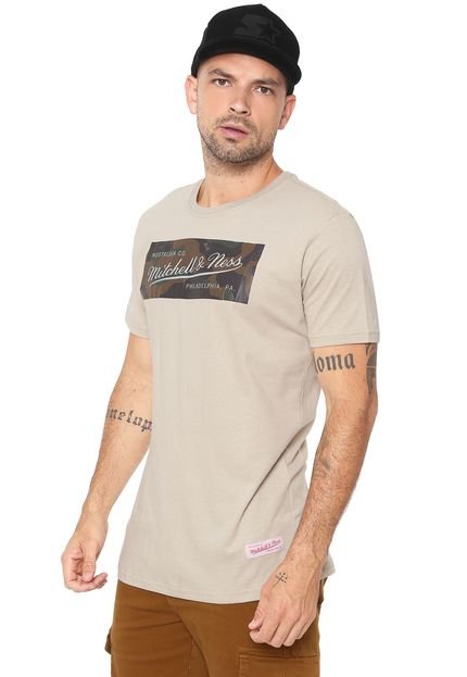 Camiseta Mitchell & Ness Logo Bege - Marca Mitchell & Ness
