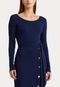 Vestido Lauren Ralph Lauren Midi Ripada Azul-Marinho - Marca Lauren Ralph Lauren