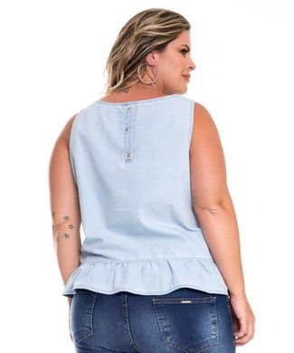 Regata Feminina Jeans Plus Razon Jeans Azul