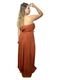 Vestido Liage Longo Liso Tomara que Caia Plissado Cinto Metal Plus Size Dourado Terracota Marrom - Marca Liage