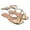 Sandália Rasteira Feminina CM Calçados Tiras Strass Brilho Bico Quadrado Confortável Metalizado Entrelaçado Ouro Light - Marca Monte Shoes