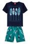 Conjunto Infantil Menino Camiseta   Bermuda Kyly Azul Marinho - Marca Kyly