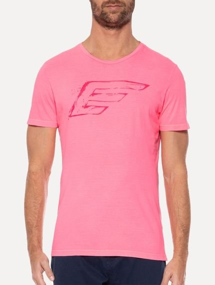 Camiseta Ellus Masculina Cotton Fine Maxi Splash Logo Neon Rosa - Marca Ellus