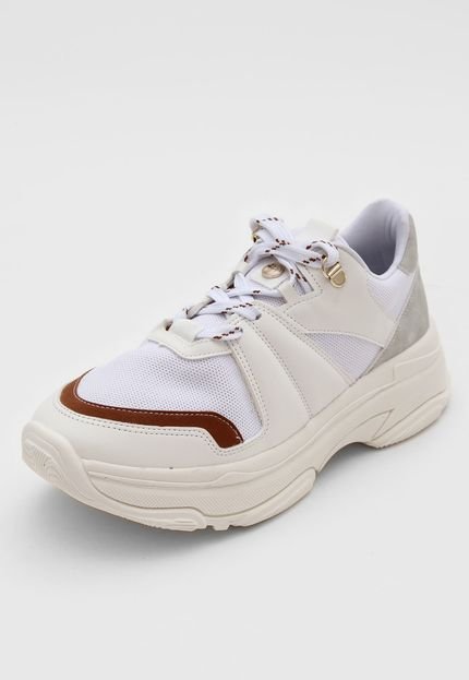 Tênis Dad Sneaker Chunky Bebecê Recortes Branco/Off-White - Marca Bebecê
