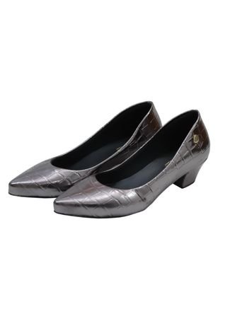 Scarpin Bico Fino Donna Santa Prata Velho - Croco