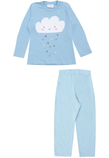 Pijama Mundo do Sono Longo Menina Frontal Azul - Marca Mundo do Sono