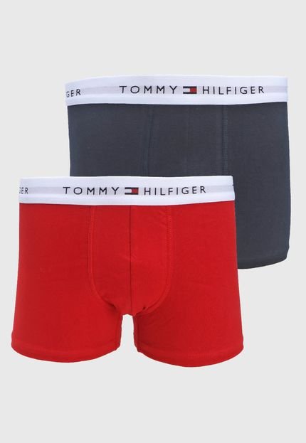 Kit 2pçs Cueca Tommy Hilfiger Boxer Logo Vermelha/Azul-Marinho - Marca Tommy Hilfiger