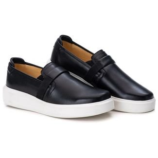 Sapato Iate Casual Masculino Premium Couro Slip On Elite Preto