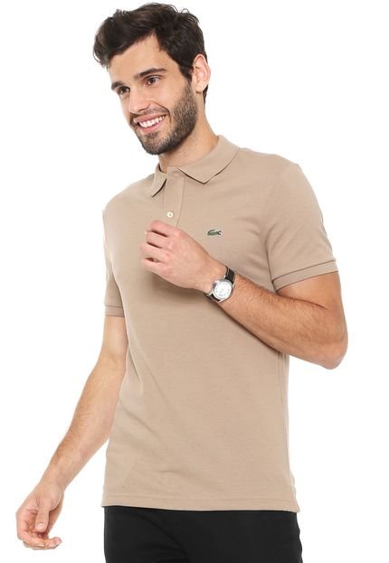 Camisa Polo Lacoste Slim Fit Bege - Marca Lacoste