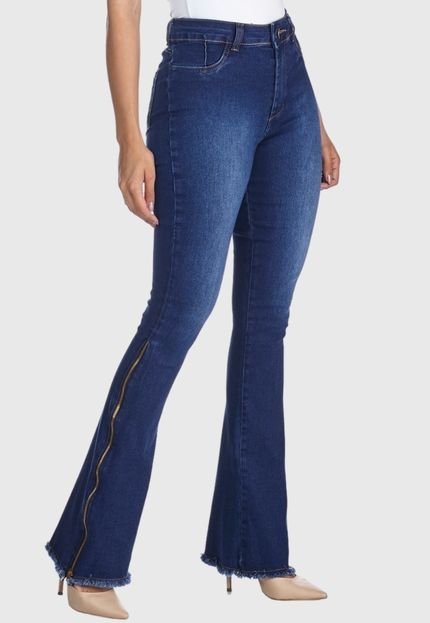 Calça Jeans HNO Jeans Flare Com Barra Desfiada Azul - Marca HNO Jeans