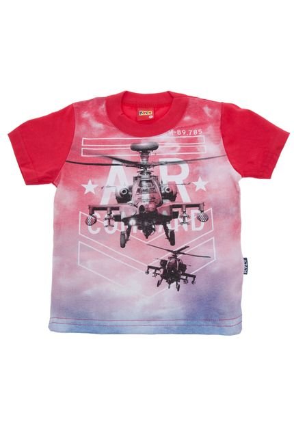 Camiseta Kyly Helicópteros Vermelha - Marca Kyly