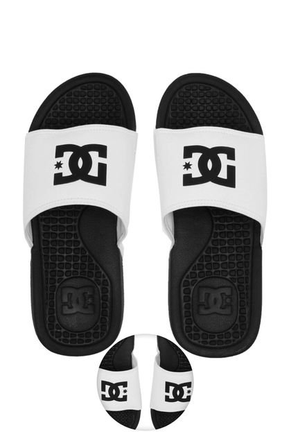 Chinelo Slide DC Shoes Logo Branco/Preto - Marca DC Shoes