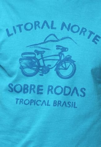 Camiseta Tropical Brasil Estampada Azul