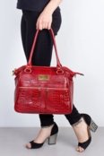 Bolsa de couro croco Luana Vermelho - Marca Andrea Vinci