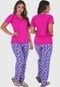 Pijama Manga Curta e Calça Comprida Estações Click Mais Bonita Coração Lilás - Marca Click Mais Bonita