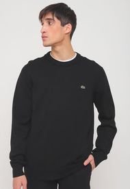 Sweater Lacoste Cuello Redondo Negro - Calce Regular