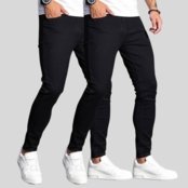 Kit 2 Calça Jeans Masculina Preta Skinny Premium com Elastano e Costura Reforçada Preta - Marca TEX JEANS