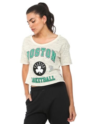 Camiseta Cropped NBA Boston Celtics Bege