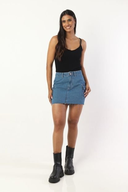 Mini Saia Jeans com Bolso Cargo 44 Gazzy - Marca Gazzy
