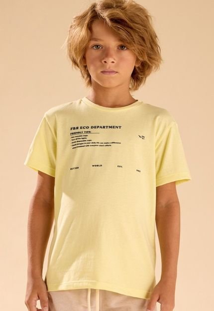 Camiseta Juvenil Menino Amarela FBR 10 Amarelo - Marca Kyly