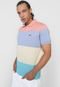 Camisa Polo Lacoste Reta Color Block Azul/Rosa - Marca Lacoste