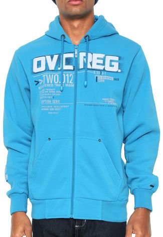 Moletom Flanelado Aberto Overcore Estampado Azul